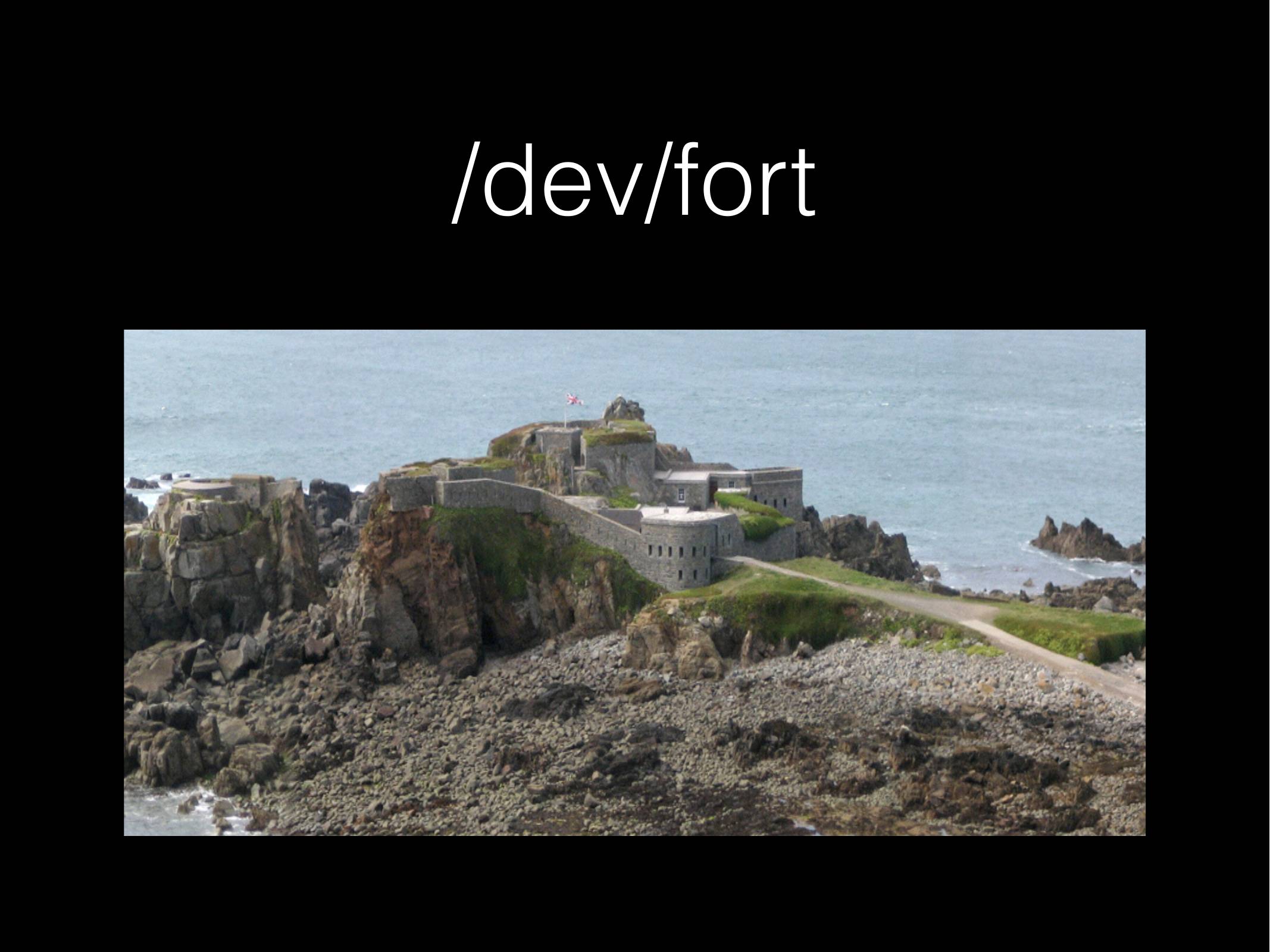 /dev/fort  A photo of a very cool looking sea fortress.